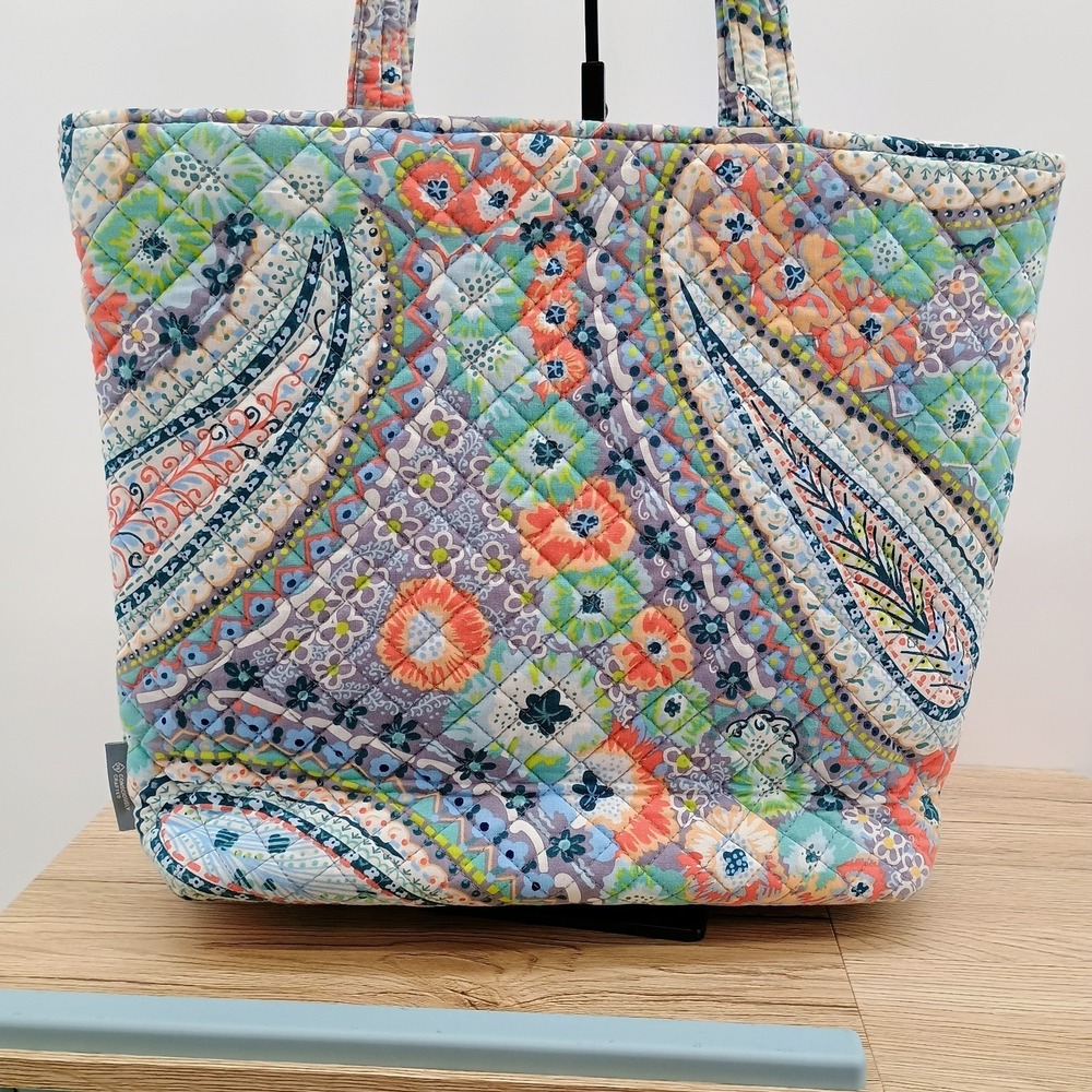 Vera Bradley Tote Bag Citrus Paisley Quilted Cotton Large Shoulder Handbag 28548 - Picture 3 of 12